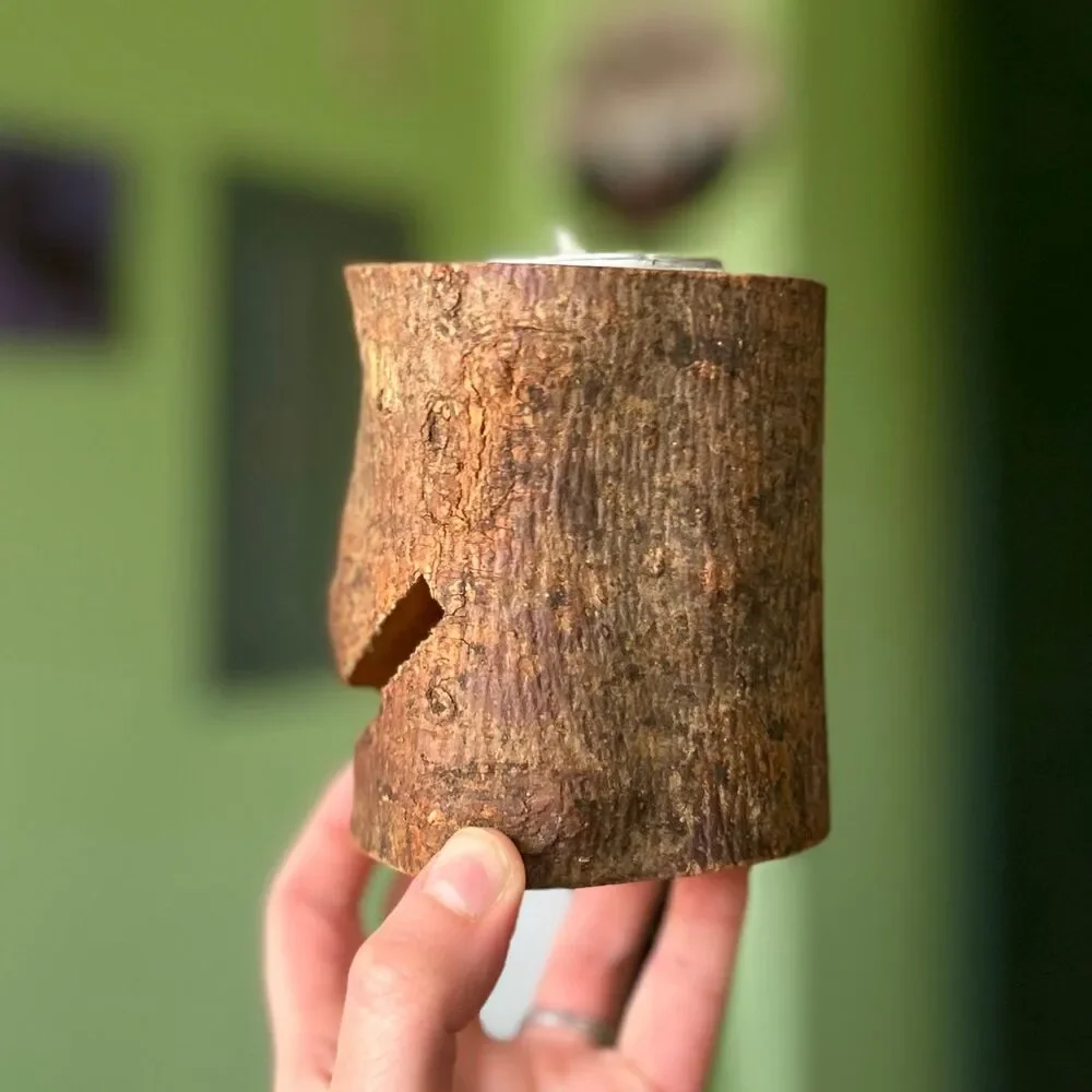 Rustic Wooden Bark Cabin Nature Woods Candle Accent Decor - Picture 2 of 9